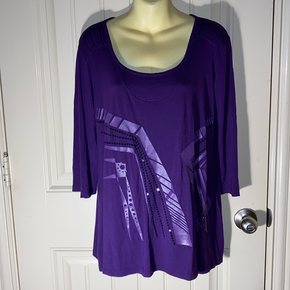 4/$10 item🤑 Large abstract, purple, long sleeve blouse from Brazil